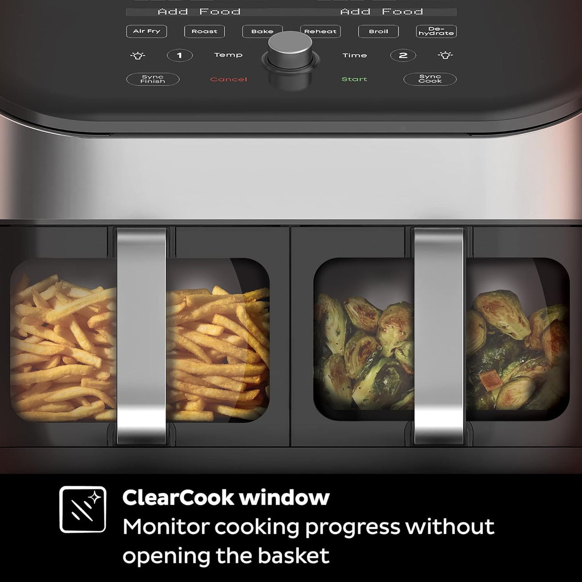 8 Quart Dual Basket Air Fryer with ClearCook Easy View Windows Z54776