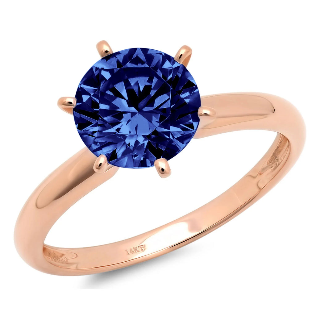 2.5ct Round Cut Blue Simulated Tanzanite 18k Rose Gold Ring Size 9.5 N94189