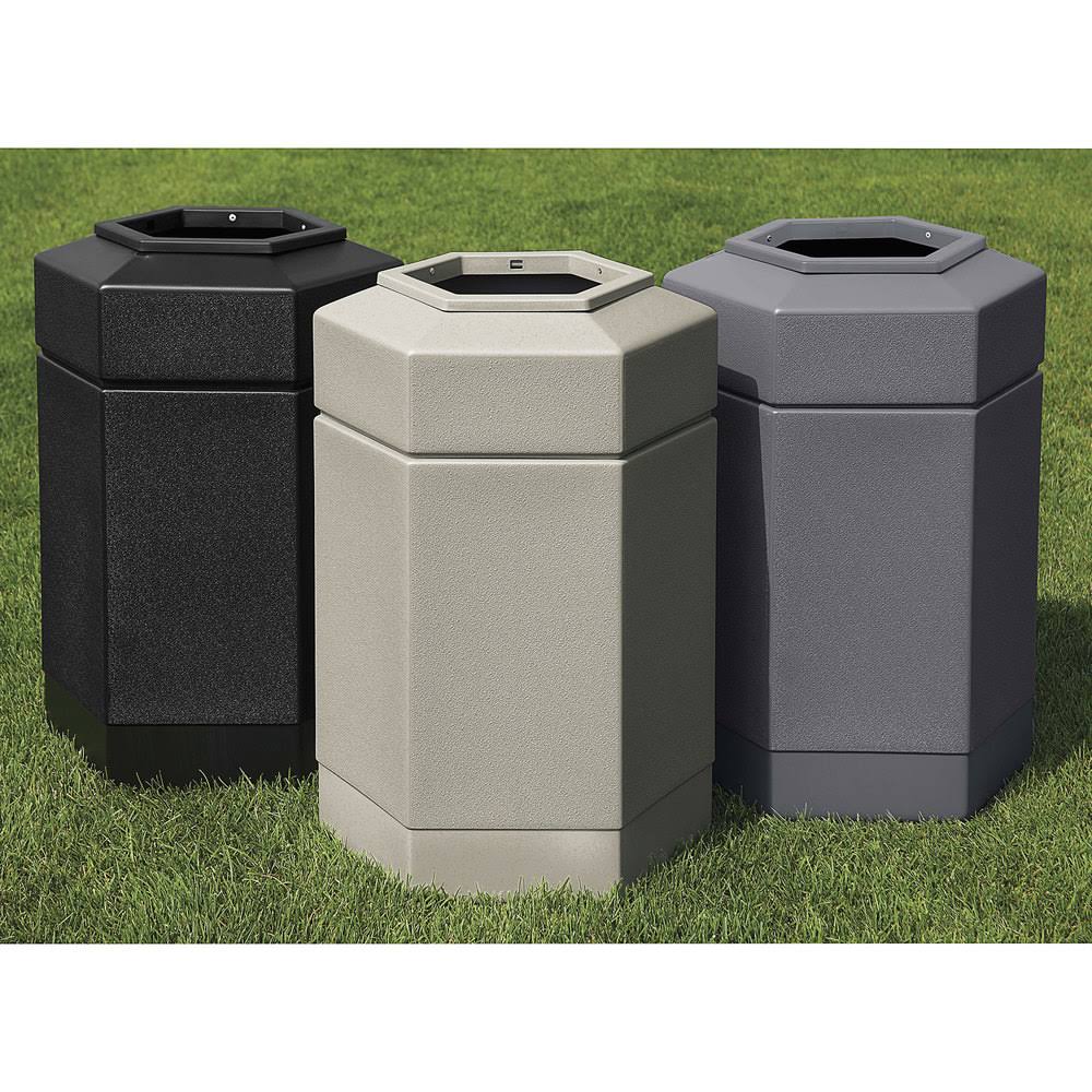 Beige 30-Gallon Hex Waste Container R3119