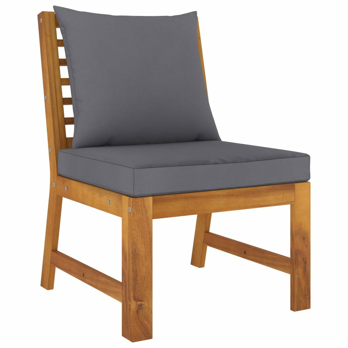 4 Piece Patio Lounge Set with Dark Gray Cushions Acacia Wood Outdoor Sectional Sofa Set R638