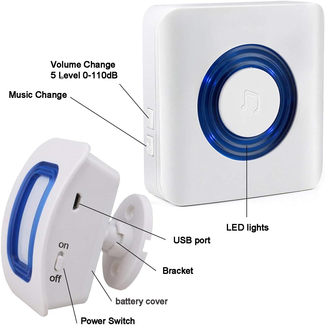 Wireless Motion Sensor Alert Room Bed Alarm with 3 Receivers and 2 Sensors G231816