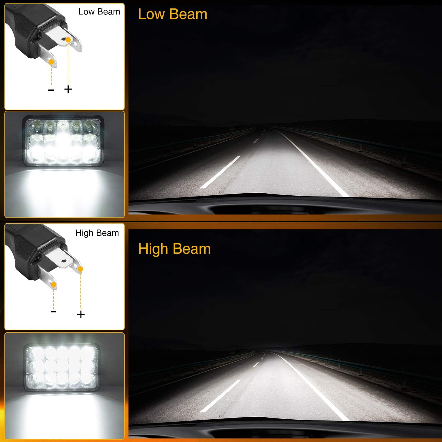 4x6 LED Headlights Sealed Beam Conversion Kit Pack of 2 J724