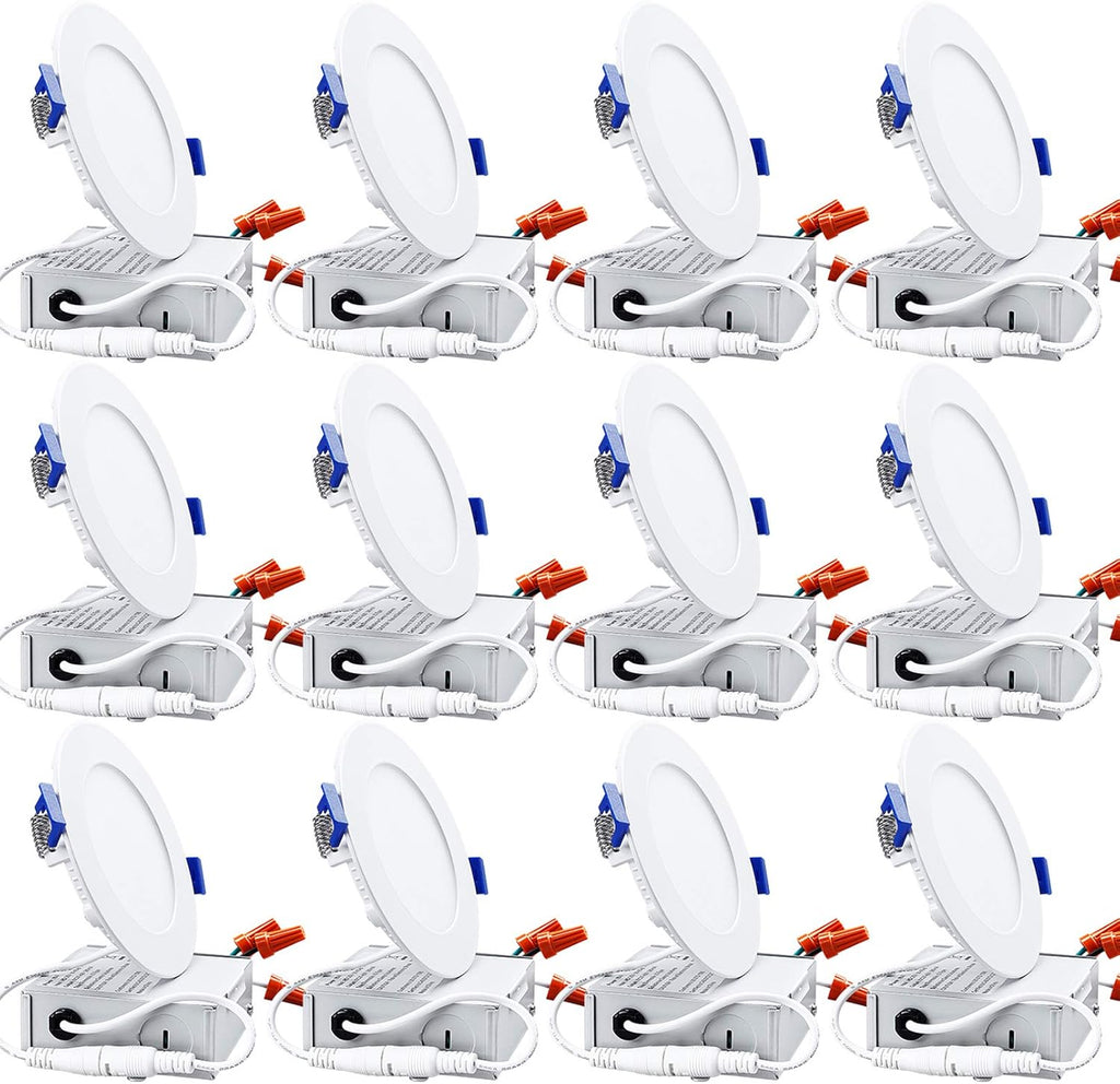 12-Pack 6 Inch LED Recessed Lighting with Junction Box, 4000K Cool White, Dimmable K6303