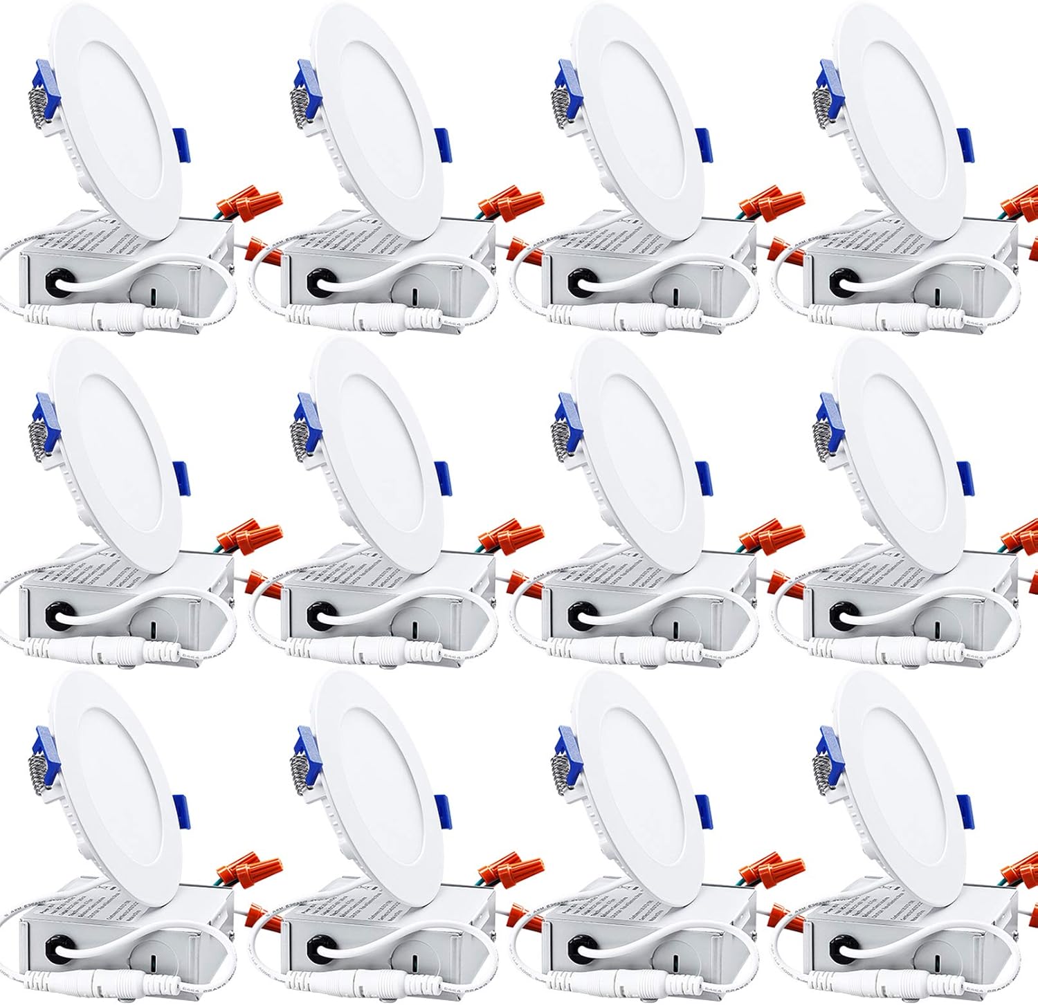 12-Pack 6 Inch LED Recessed Lighting with Junction Box, 4000K Cool White, Dimmable K6303