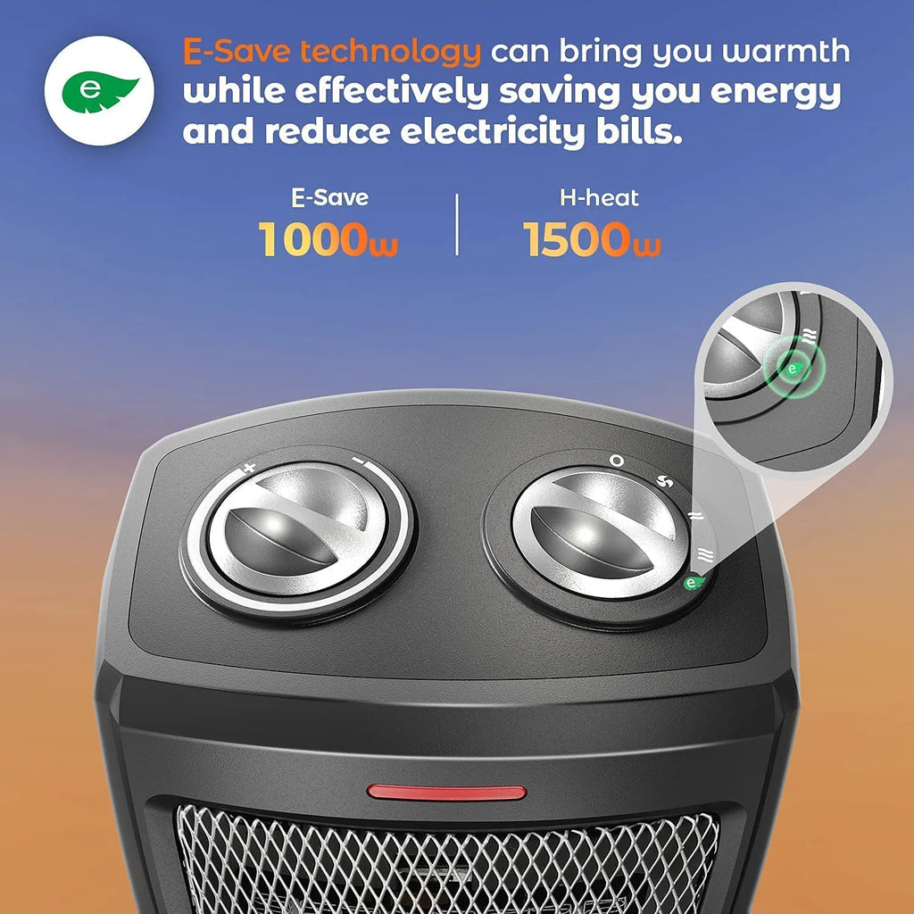 Ceramic Small Heater with Thermostat, 750W/1000W/1500W R9127