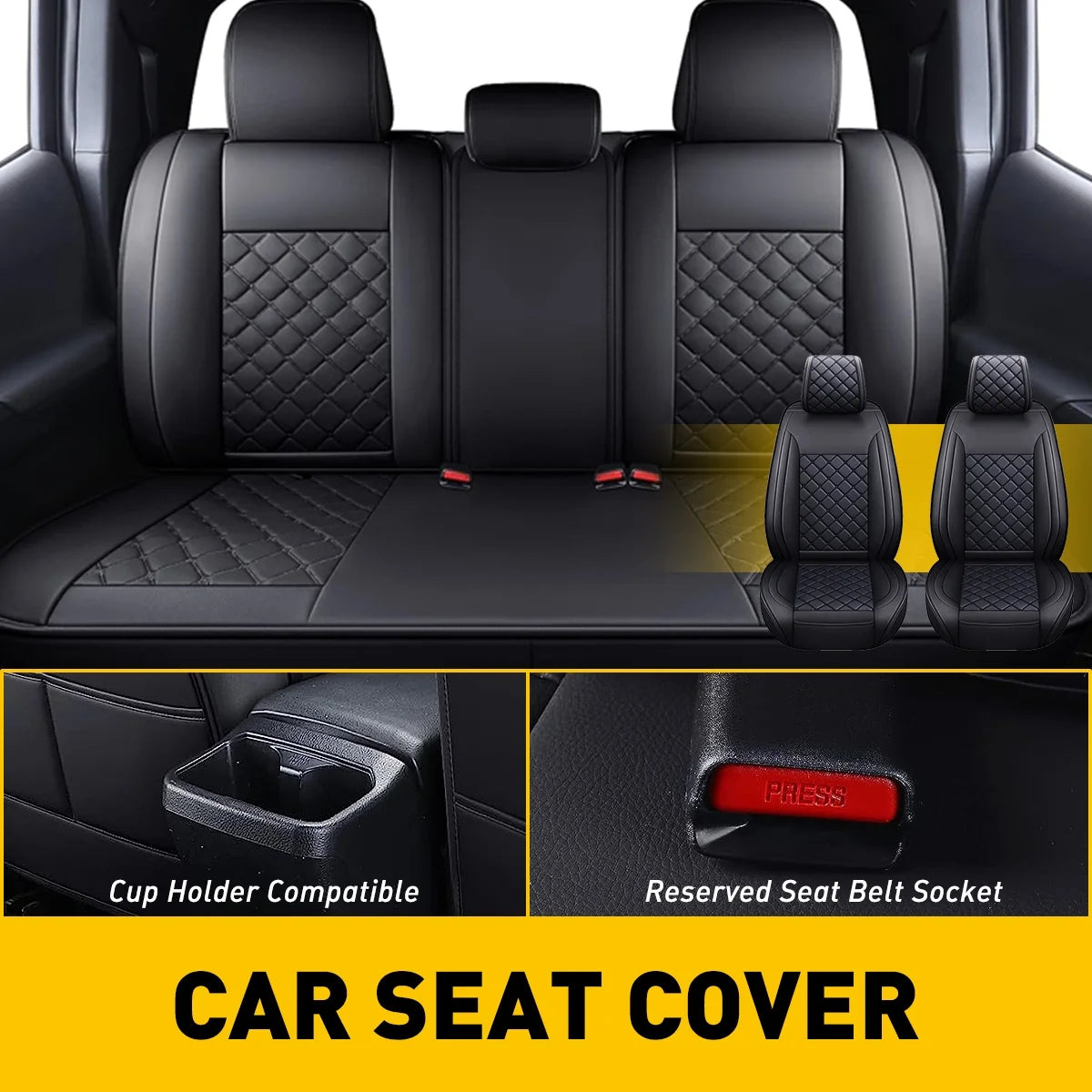 Waterproof Leather Car Seat Covers Full Set for Toyota Tacoma Crew Cab B591430