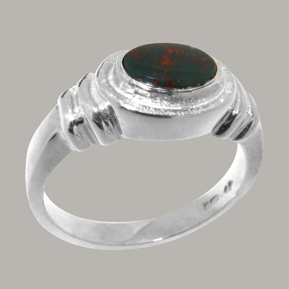 18k White Gold Natural Bloodstone Engagement Ring C426