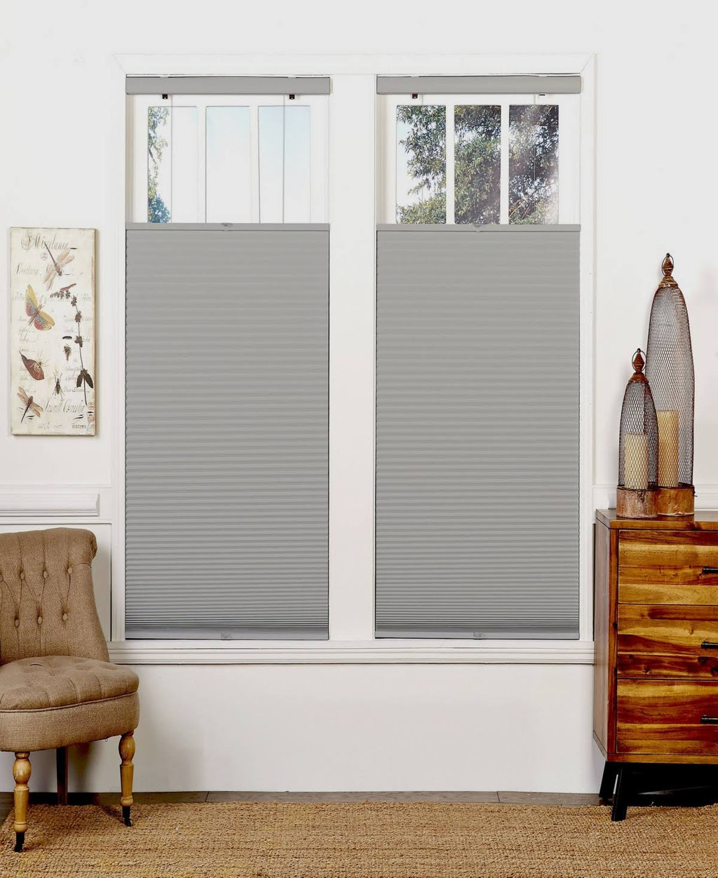 White Top Down Bottom Up Cordless Shade J293