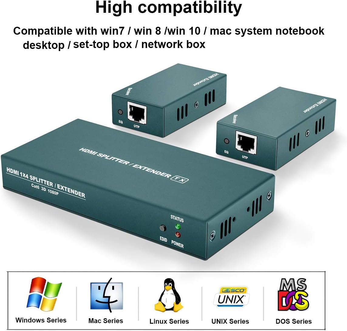 HDMI Extender Splitter 1x2, 165ft (50m) over CAT5e/CAT6/CAT7 Cable P666