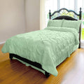 Green 3-Piece Microfiber Pinch Pleat Duvet Cover W352884