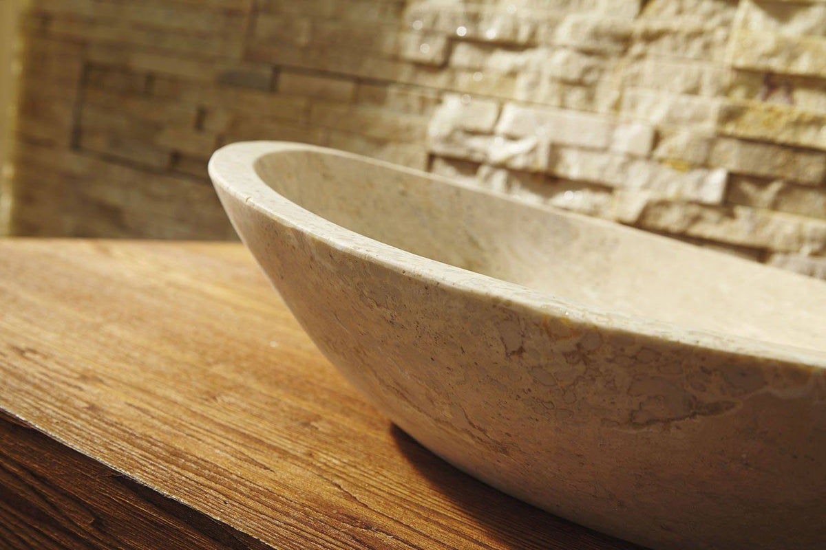 Beige Travertine Marble Bathroom Vessel Sink A99428