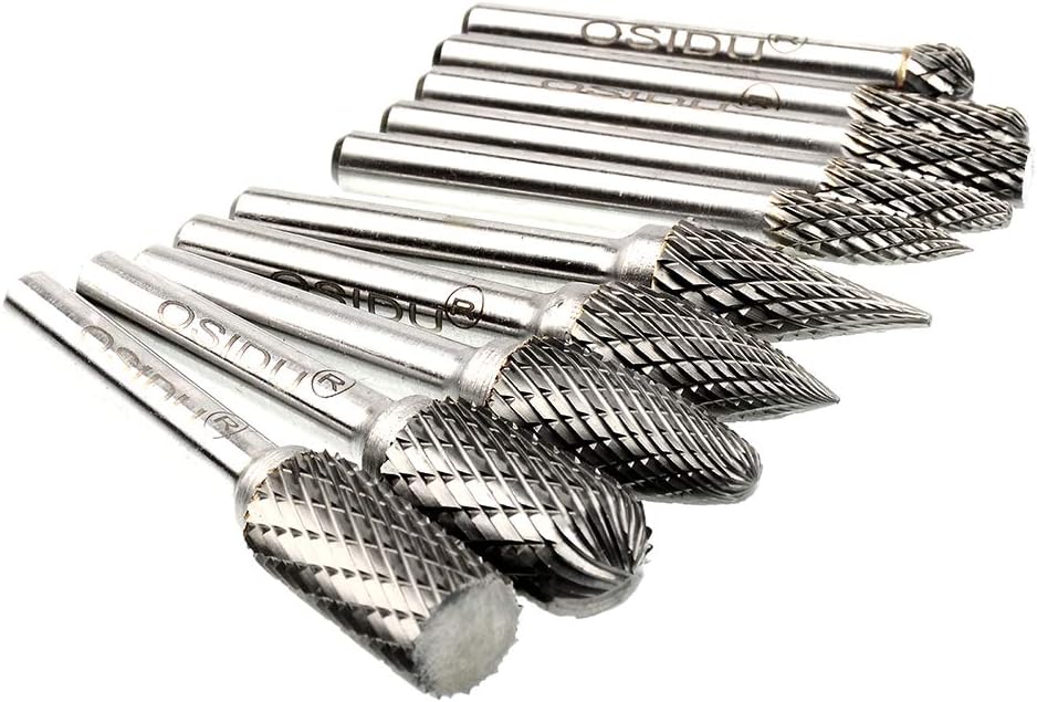 10pcs 1/4 Inch Shank Double Cut Carbide Rotary Burr Set Y986540