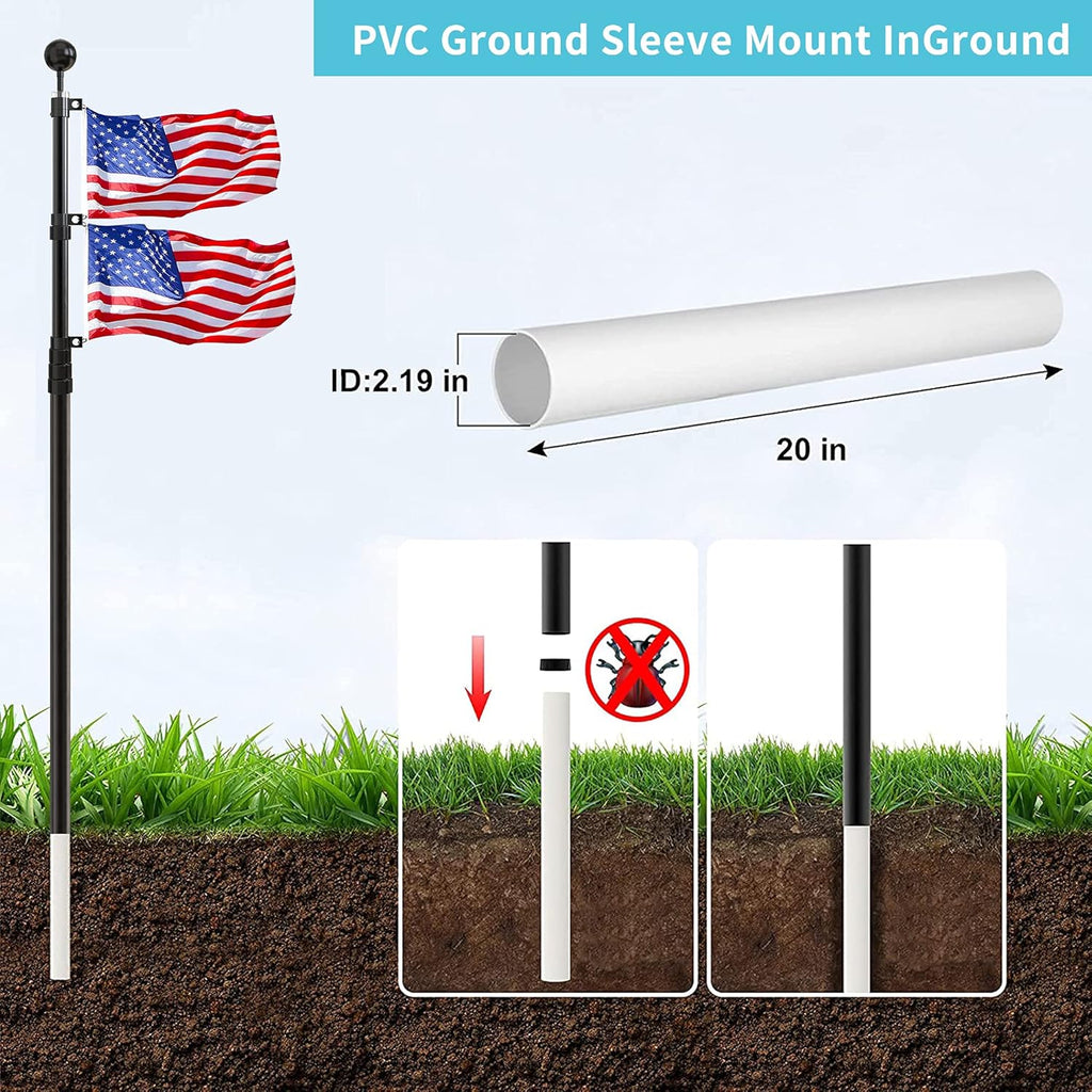 20FT Telescoping Black Flag Pole Kit with 3x5 American Flag R296131