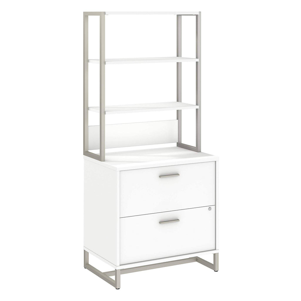 White Lateral File Cabinet with Hutch E7133