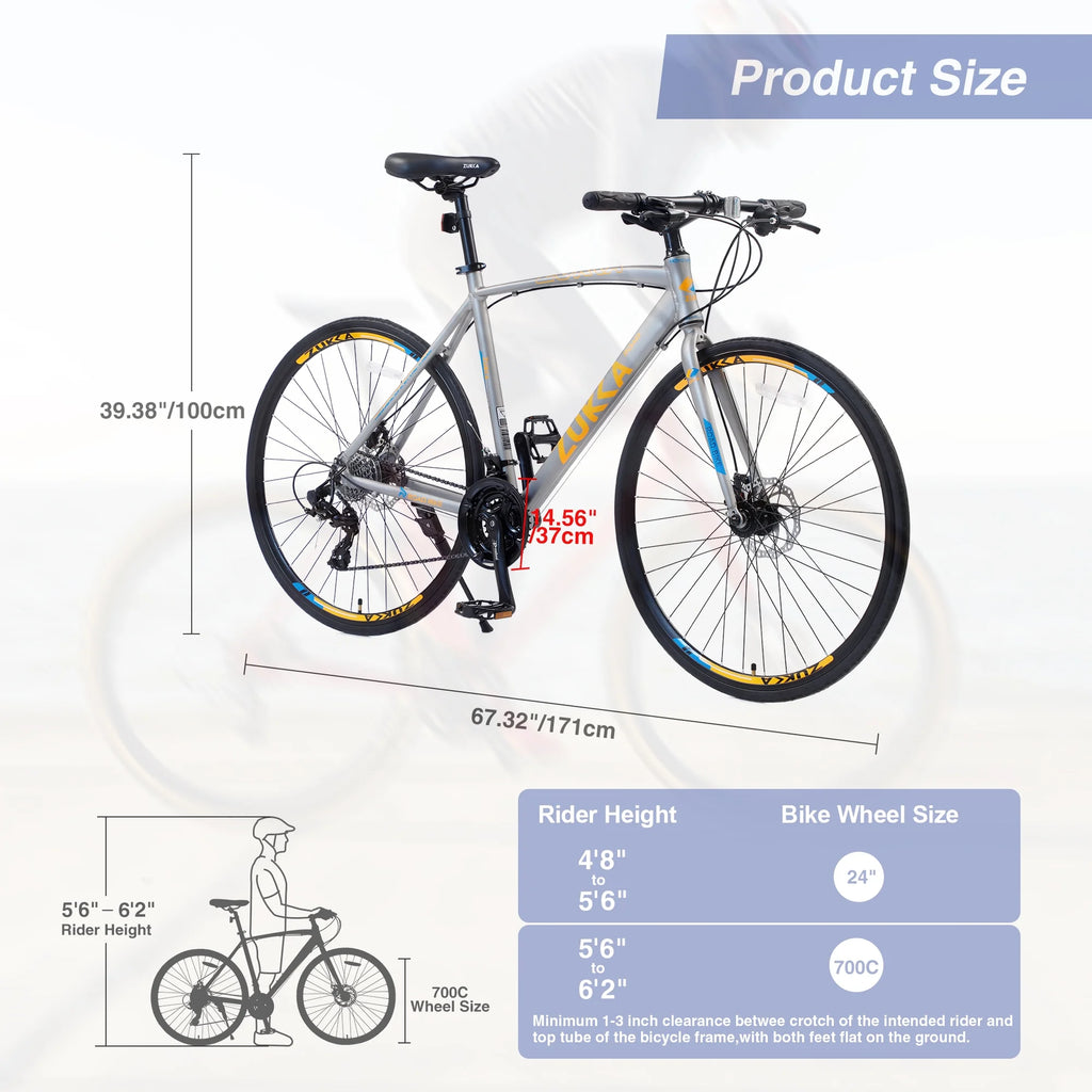 Silver 700C Hybrid Bike with Double Disc Brake V48384