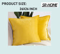 Set of 2 Velvet Decorative Throw Pillow Covers Square with Fringe Cushion Case C2618