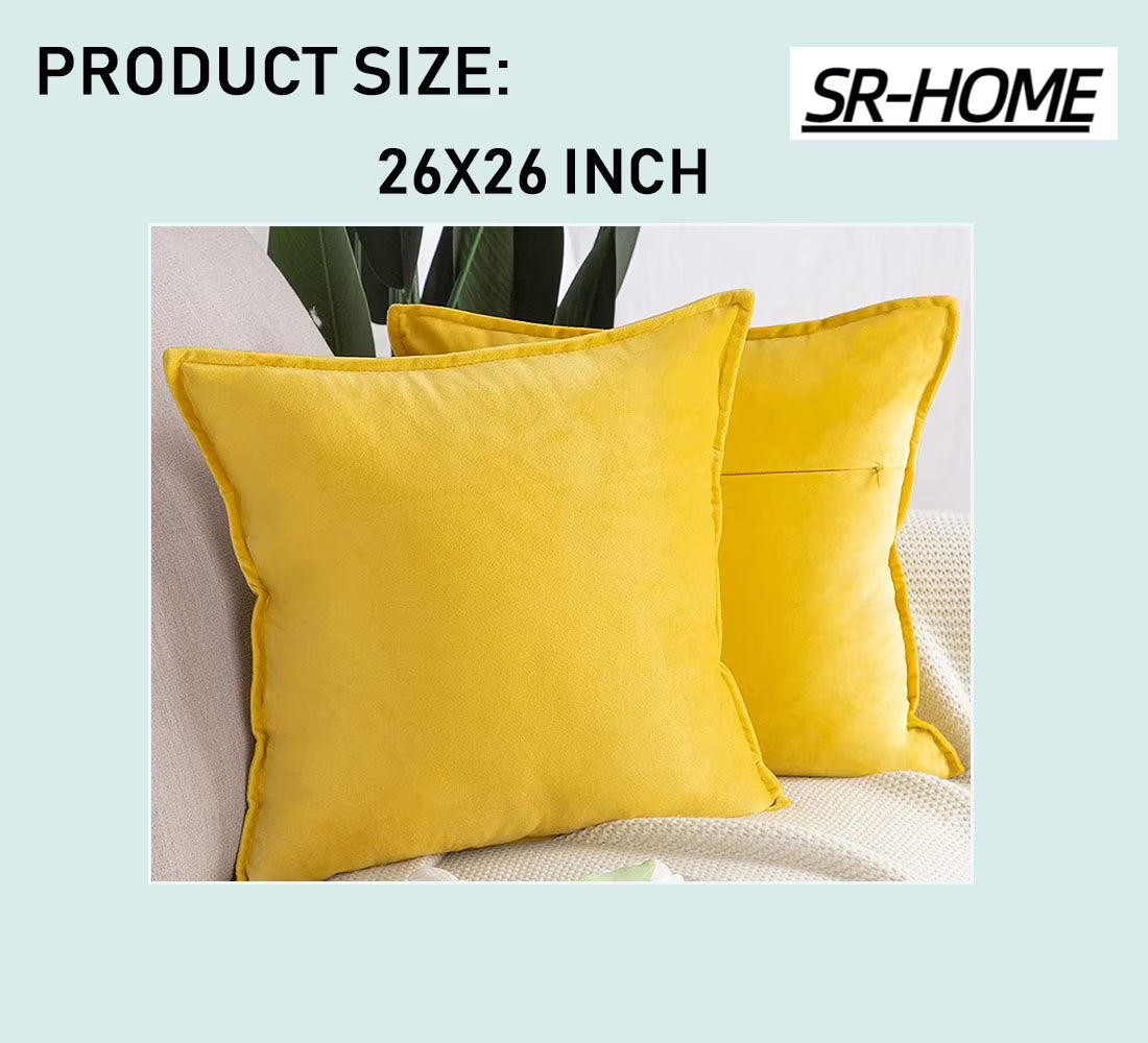 Set of 2 Velvet Decorative Throw Pillow Covers Square with Fringe Cushion Case C2618