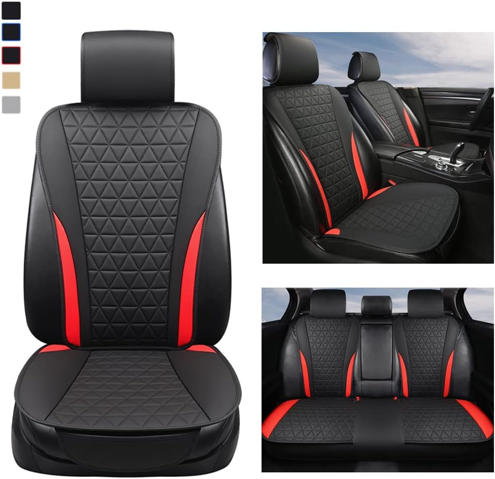 Grey Leather Front Car Seat Covers B8183