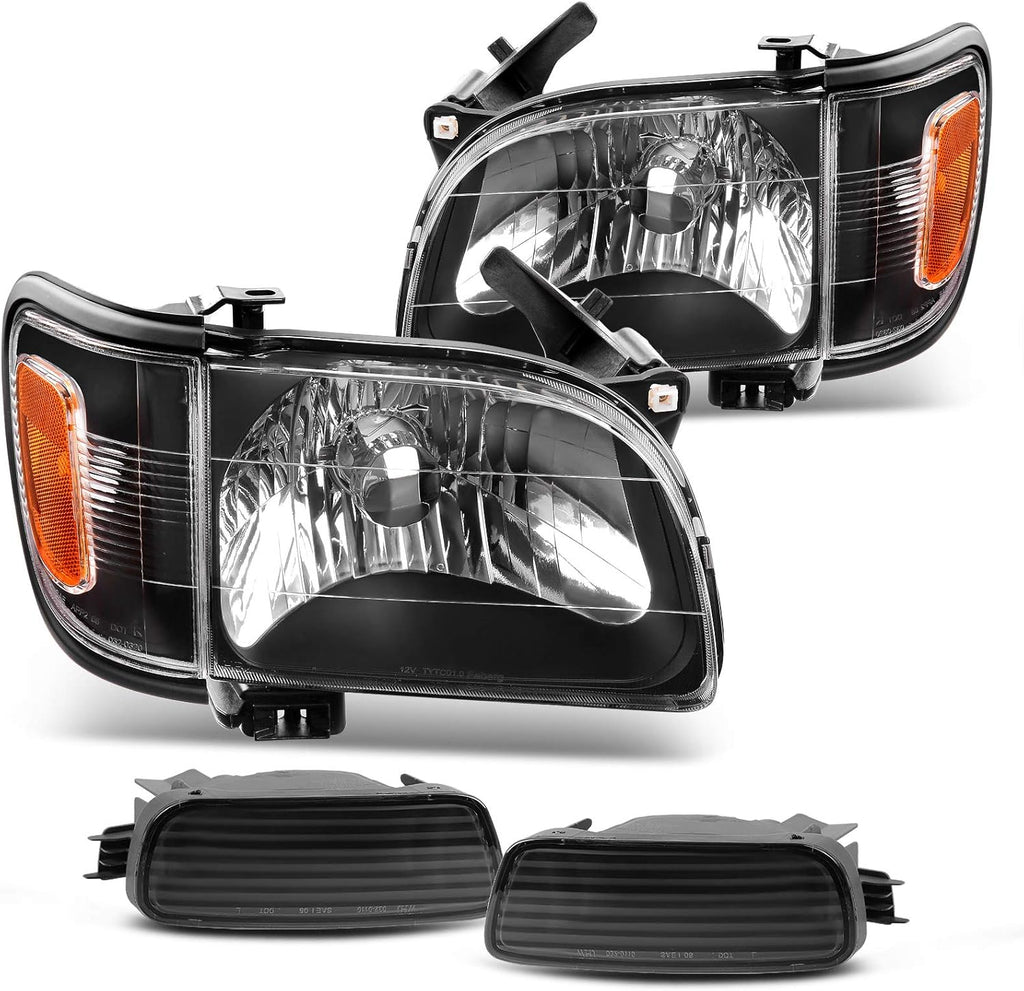 Black Housing Headlight Assembly with Bumper Lights Y510