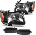 Black Housing Headlight Assembly with Bumper Lights Y510