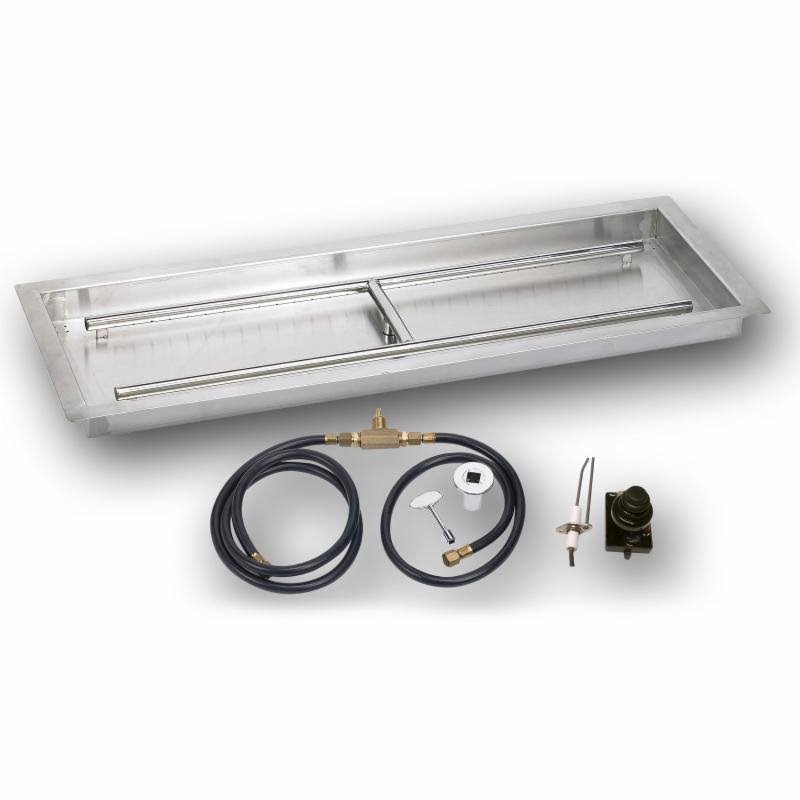 18x22 Rectangular Stainless Steel Drop in Firepit Pan with Spark Ignition Kit H513966