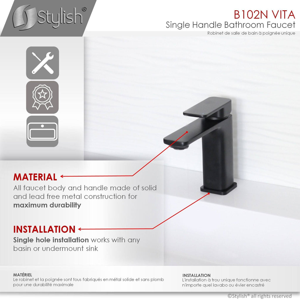 Matte Black 1-Handle Single Hole Bathroom Sink Faucet D2218