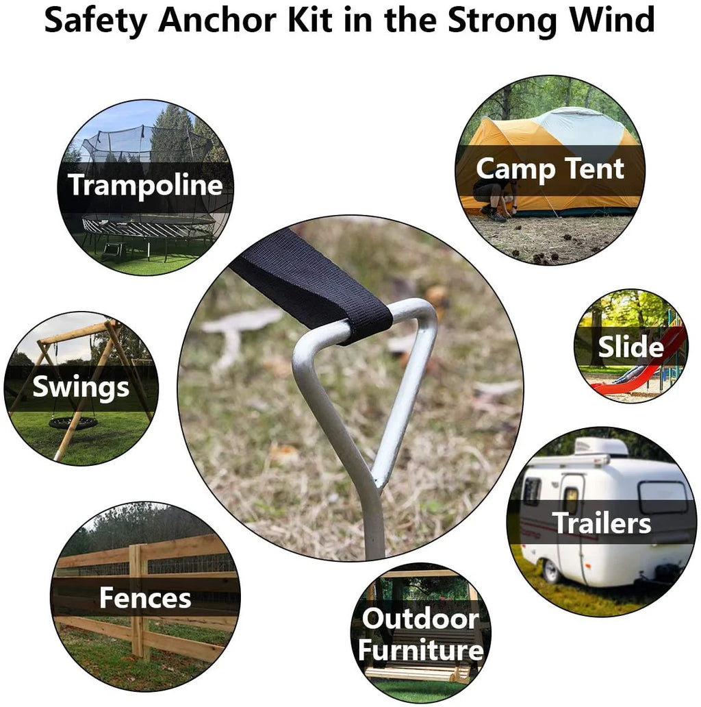 Heavy Duty Spiral Trampoline Ground Anchor Kit 4 Pcs J141