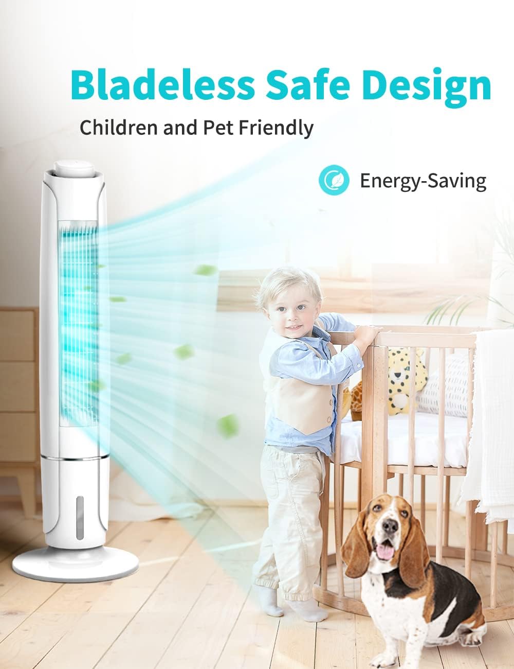 Portable Evaporative Air Cooler, 3 Speeds, 60° Oscillation, 12H Timer, 43IN Tall L7701