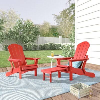 Red Folding Adirondack Chair with Ottoman P2555