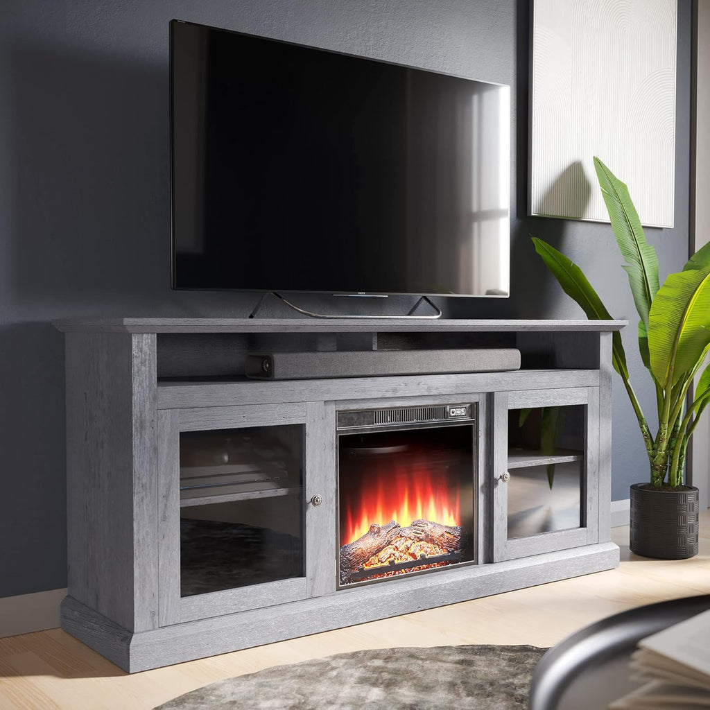 Gray Wash Electric Fireplace TV Stand P17875