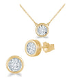 Yellow Gold Natural Round Diamond Pendant Necklace and Earring H168001