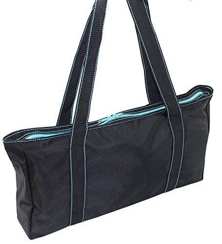 Waterproof Black Nylon Mahjong Set Bag with Blue Stitches Y986