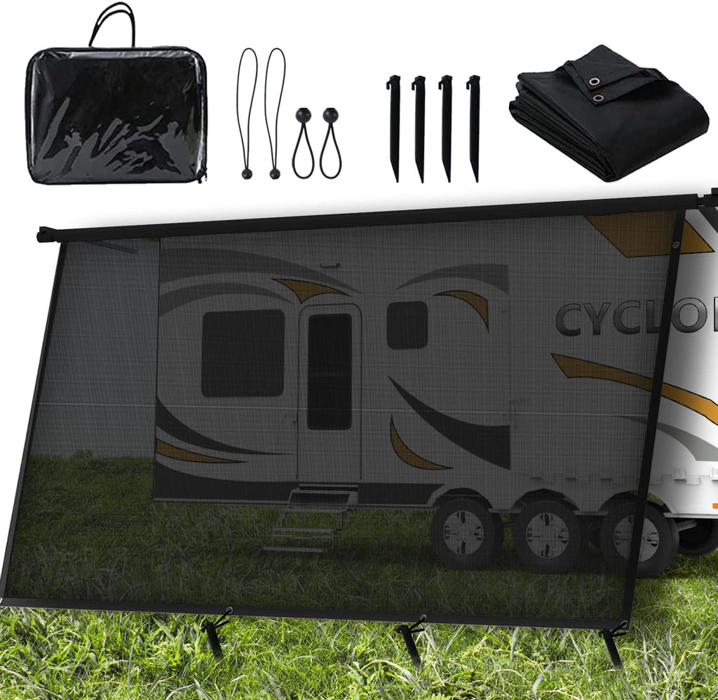 Black Mesh Awning Shade Screen 15' x 9' D6596