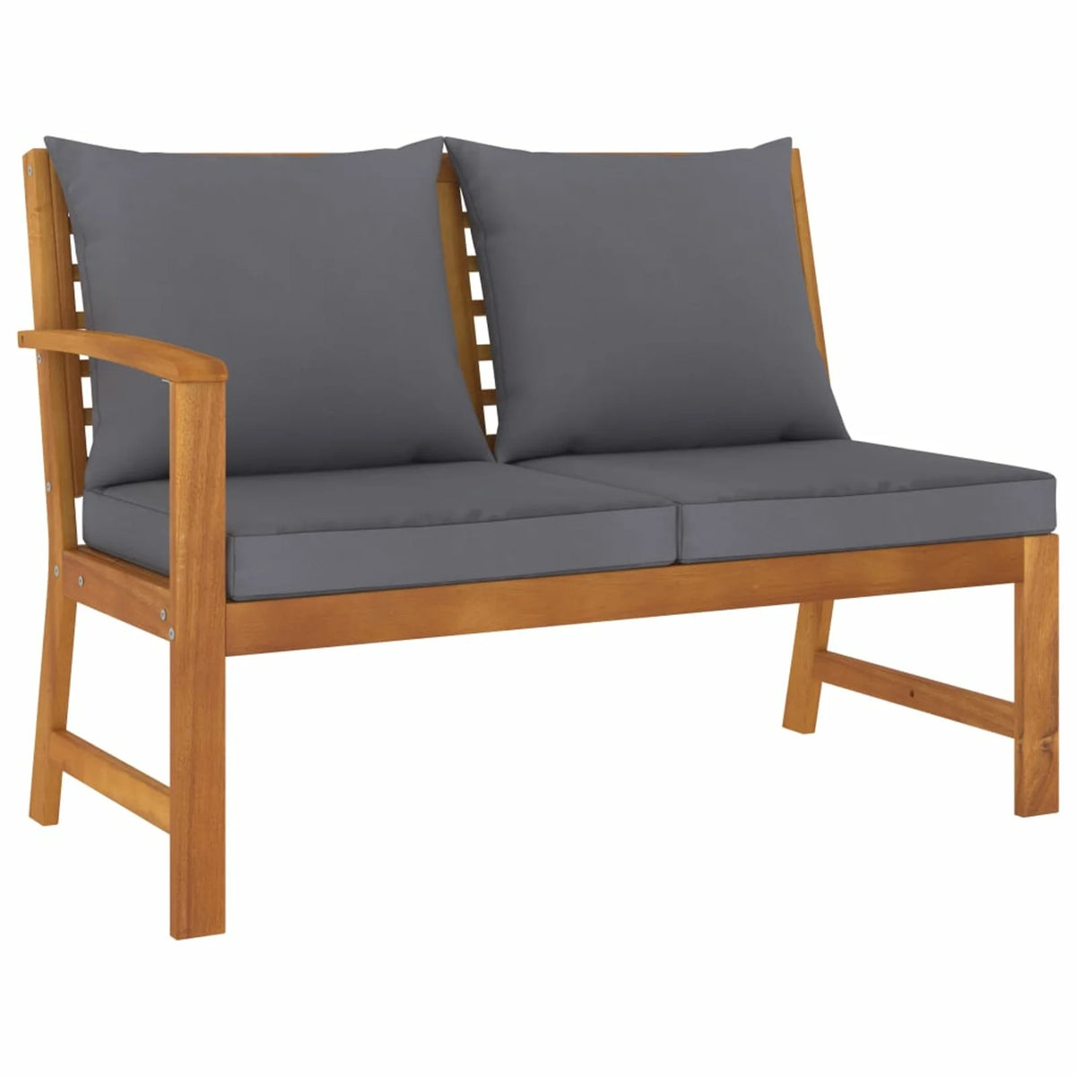 4 Piece Patio Lounge Set with Dark Gray Cushions Acacia Wood Outdoor Sectional Sofa Set R638