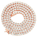 Solid Sterling Silver 14K Rose Gold 12.65 Ct. Lab Simulated Diamond Tennis Chain Necklace 18" U5932