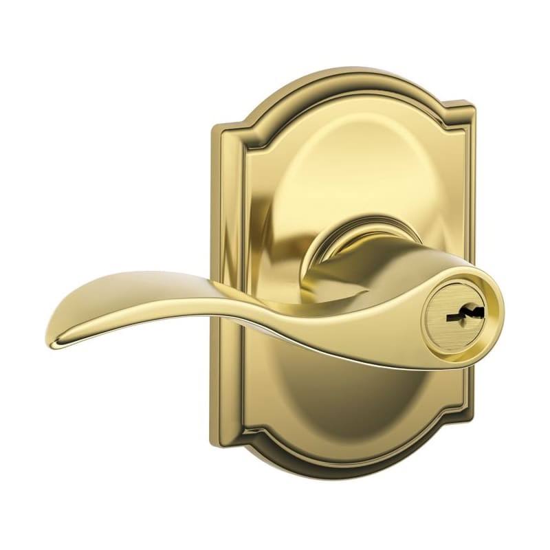 Polished Brass Single Cylinder Keyed Entry Door Lever Set Q28681