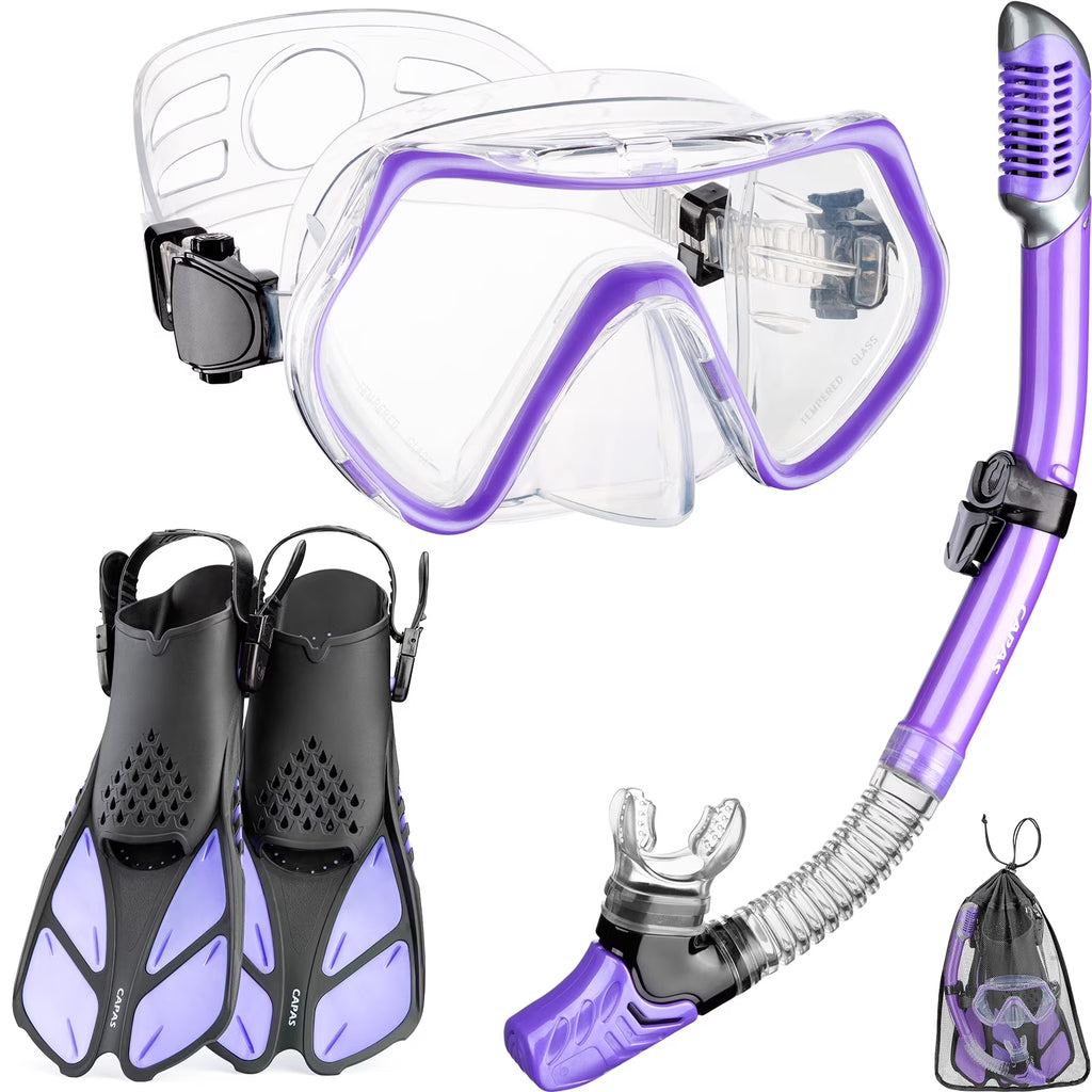 Snorkel Mask Fins Set with Carrying Bag C5896
