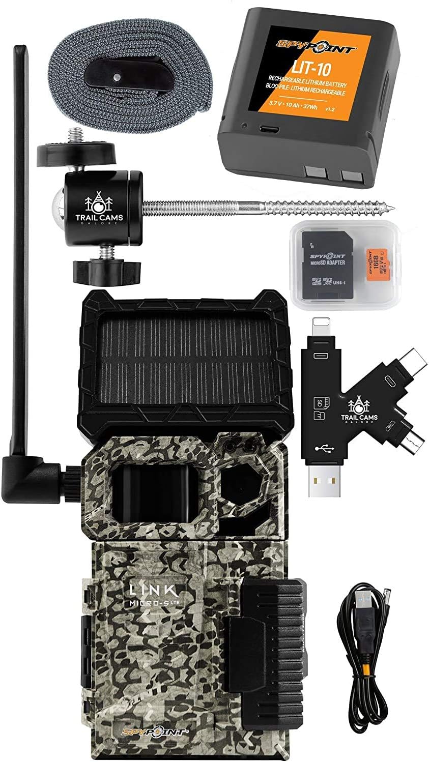 Solar Cellular Trail Camera with LIT-10 Battery, Micro SD Card, Card Reader, and Mount Y4464