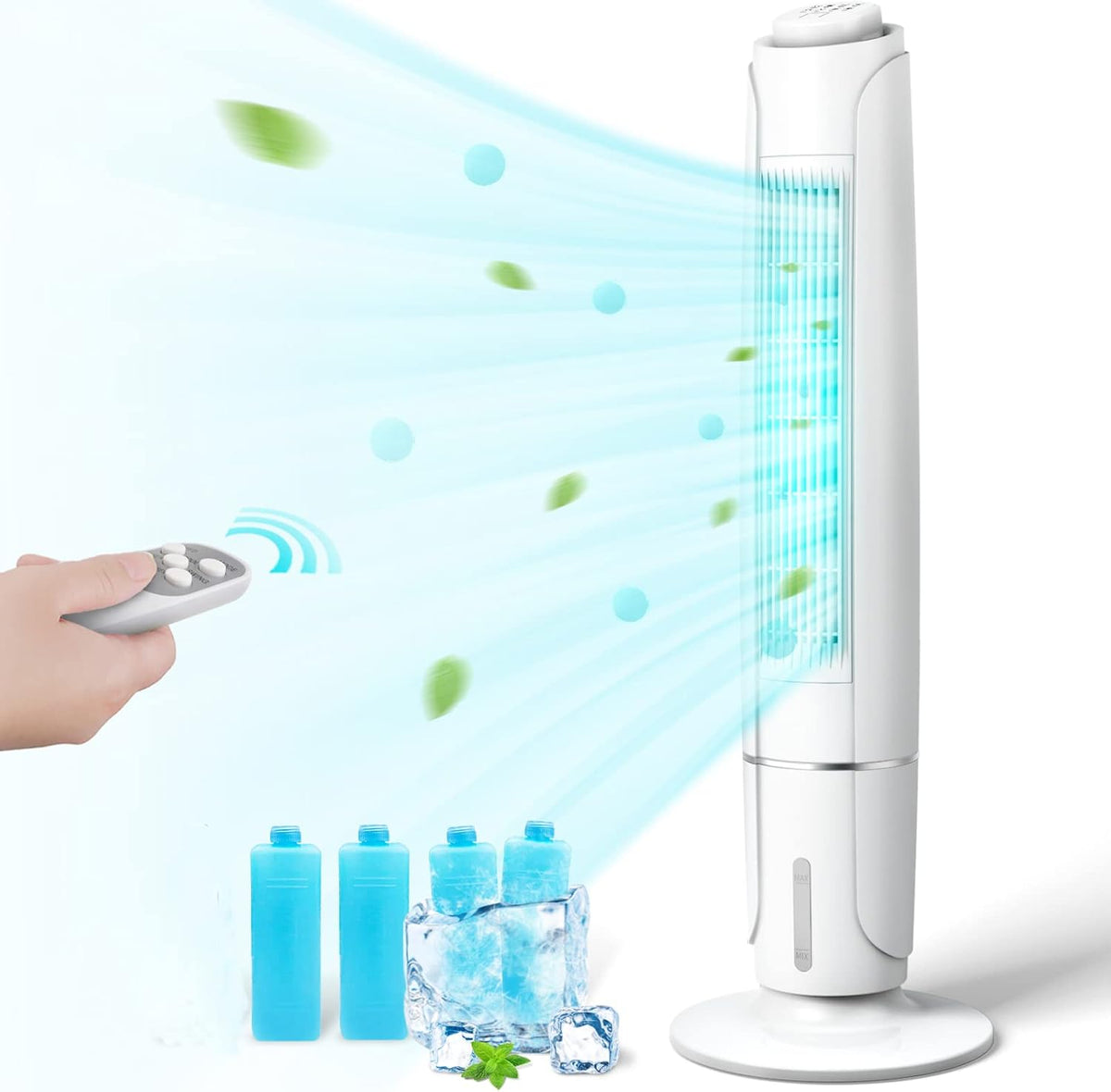 Portable Evaporative Air Cooler, 3 Speeds, 60° Oscillation, 12H Timer, 43IN Tall L7701