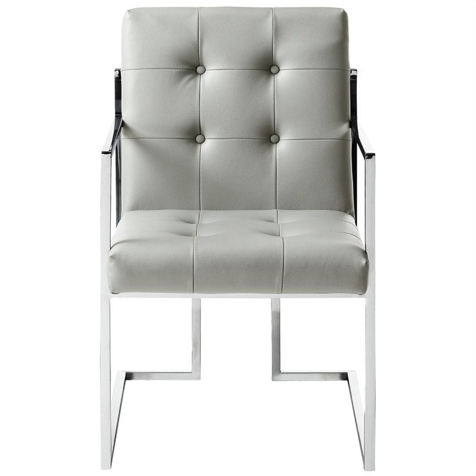 Tufted Faux Leather Dining Chair Light Gray/Chrome (Set of 2) G285