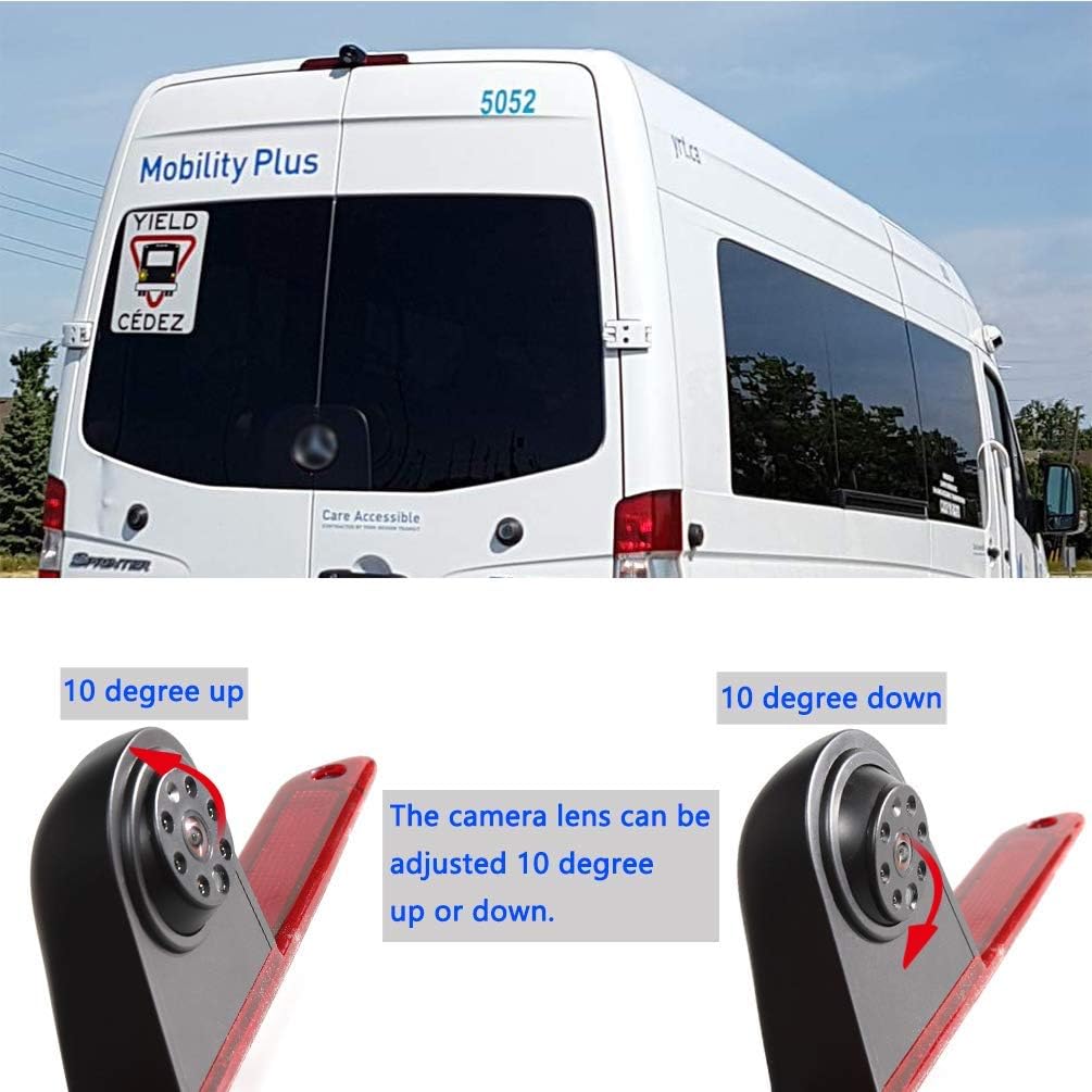 3rd Brake Light Backup Rear View Reverse Camera for Sprinter Vans 2007-2019, 150° Roof Top Mounting Parking Camera, 8 IR Night Vision Lights, Pack of 2 E89432