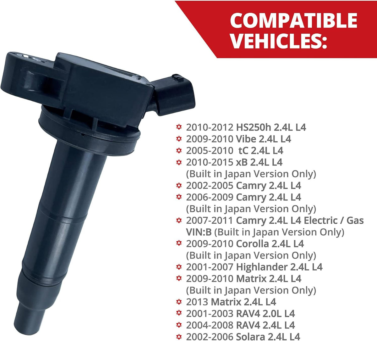 Set of 4 Ignition Coil for Toyota Camry Corolla Highlander Matrix RAV4 Solara 2.4L L4 A328616