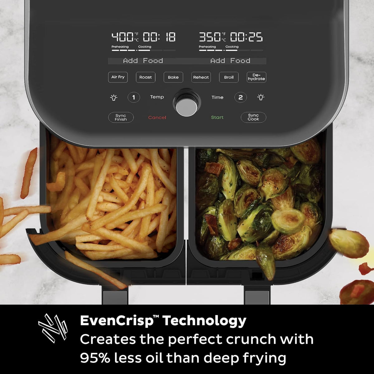 8 Quart Dual Basket Air Fryer with ClearCook Easy View Windows Z54776