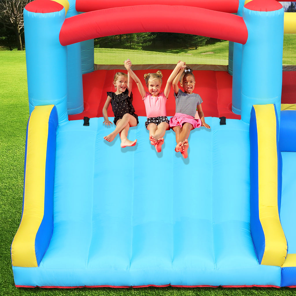 Inflatable Water Slide Bounce House with Splash Pool & Basketball Rim O335570