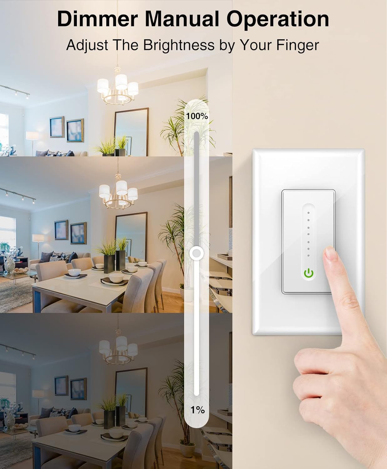 4 Pack White Smart Dimmer Switch L614