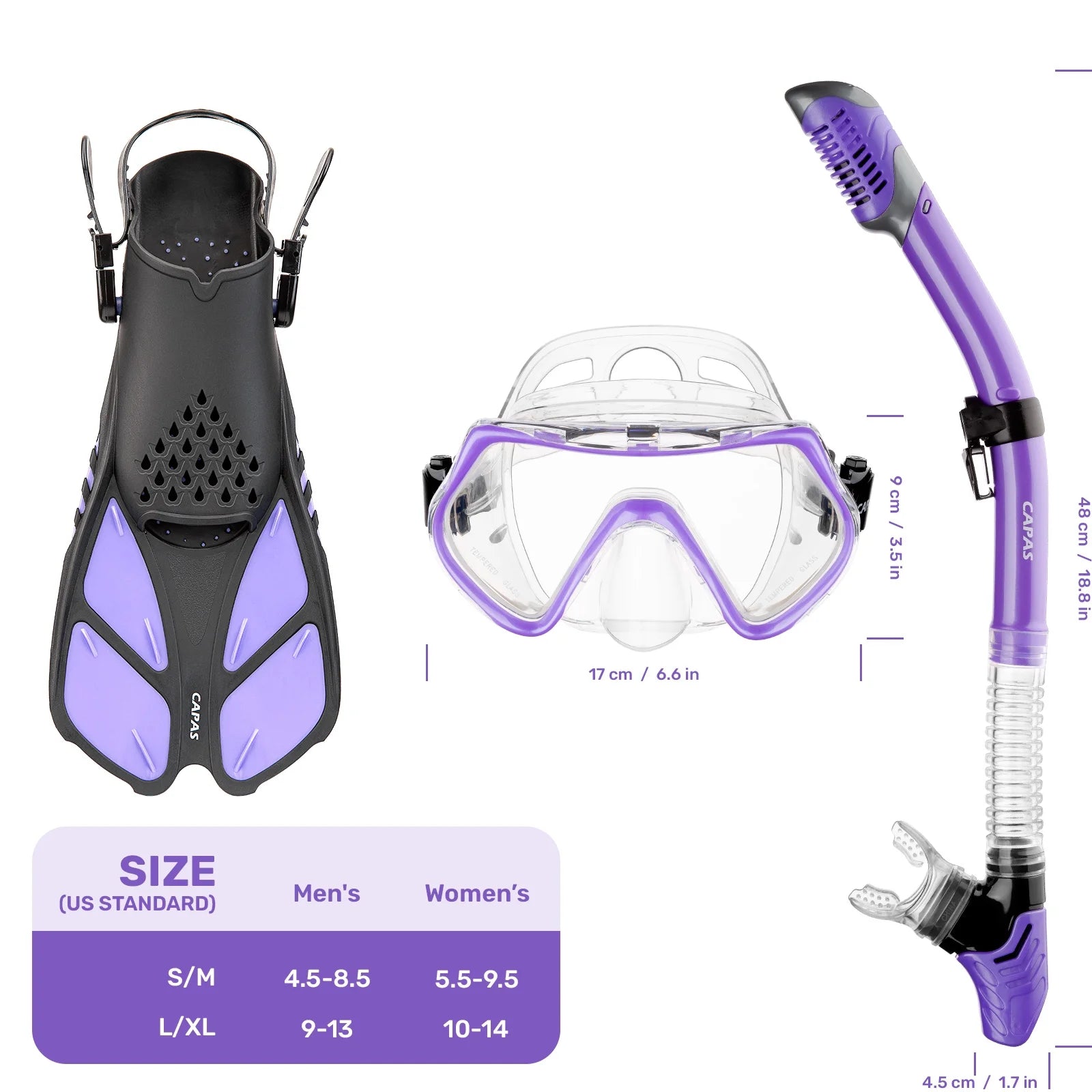 Snorkel Mask Fins Set with Carrying Bag C5896