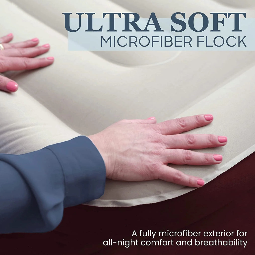 Queen Size Microfiber Air Mattress with Built-in Pump and Carry Bag I458