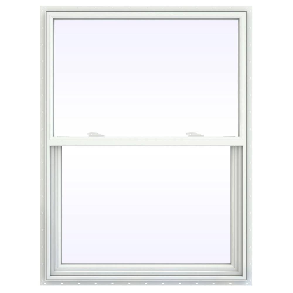 White Vinyl Single Hung Window with Fiberglass Mesh Screen W383495