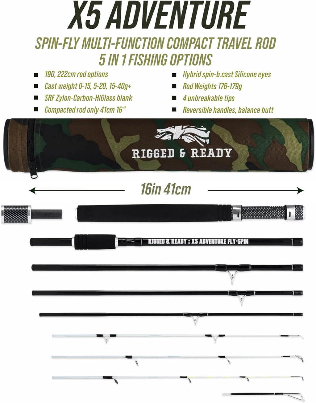 2.2m Multi-Function Spin Travel Fishing Rod R478