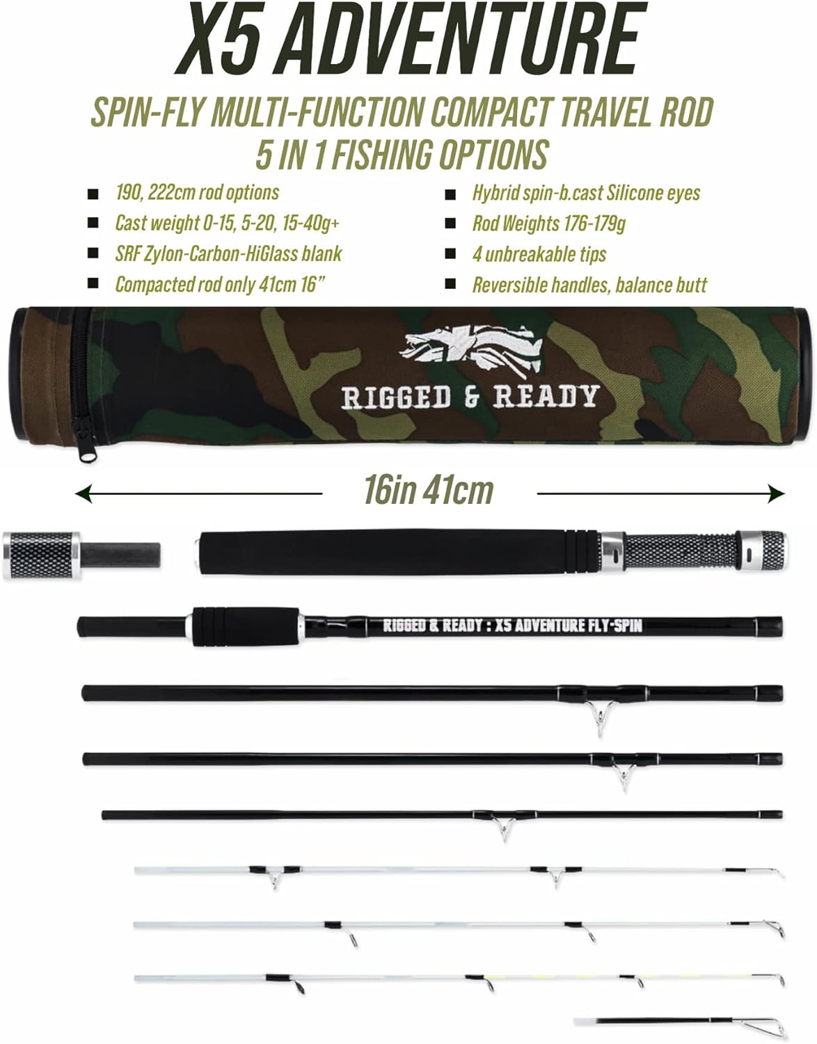 2.2m Multi-Function Spin Travel Fishing Rod R478